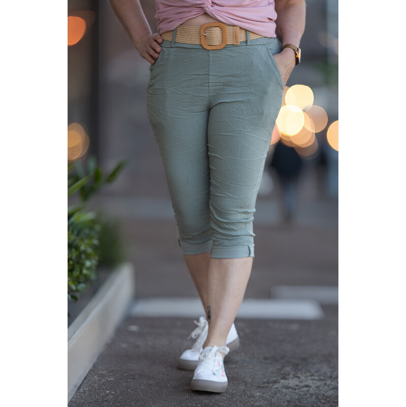 Italy fashion Tříčtvrteční kalhoty PEARL Barva: Khaki, Velikost: UNI: 115374488