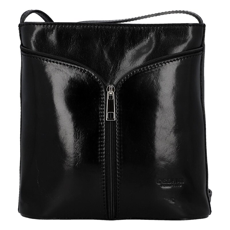 Dámská kožená crossbody kabelka černá - Delami Vera Pelle Nemia