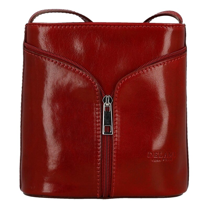 Dámská kožená crossbody kabelka červená - Delami Vera Pelle