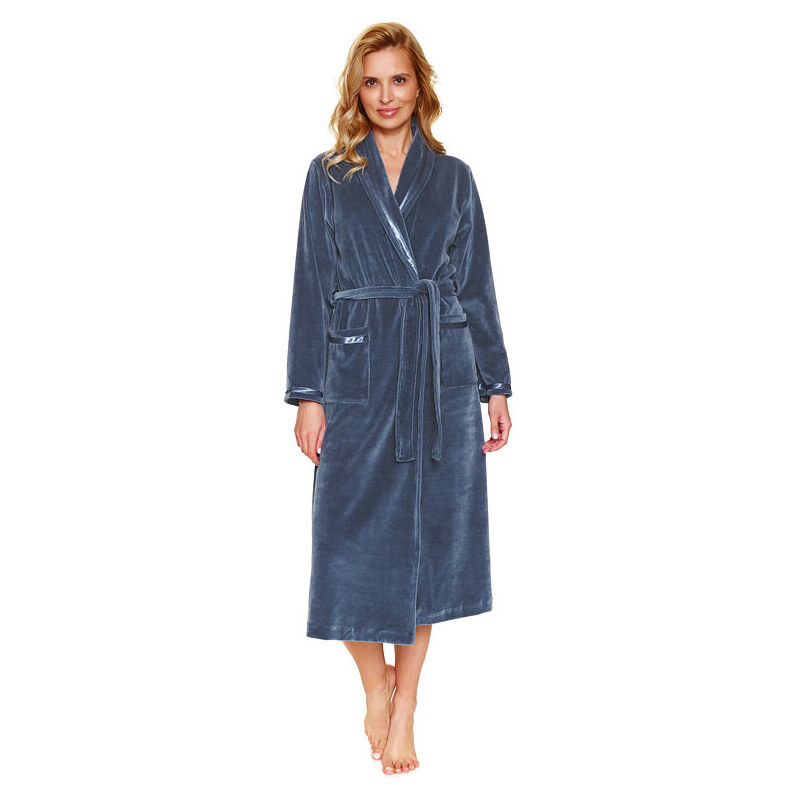 DN Nightwear Dámský velurový župan Sofie tmavě modrý 113721772
