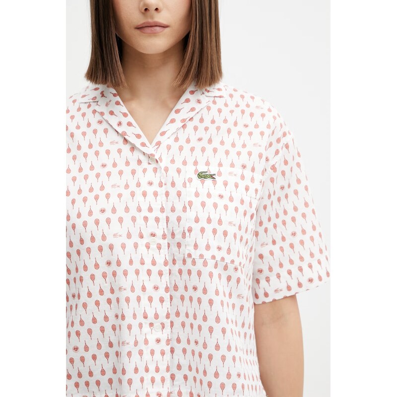 Lacoste košile s příměsí lnu dámská