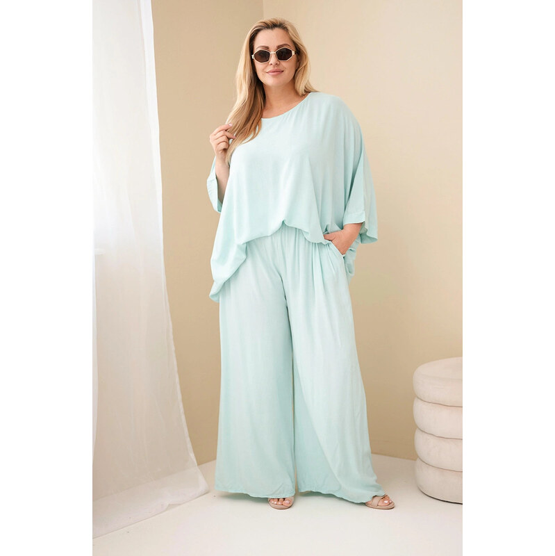 K-Fashion Dámský komplet Plus Size z viskózy se širokými
