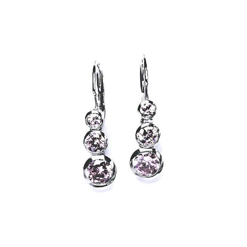 Zlaté náušnice visací , bílé i žluté zlato, pink zirkony 115377911