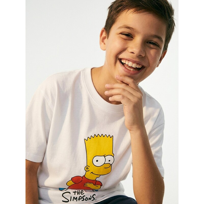 Sinsay - Bavlněná košilka s potiskem The Simpsons - krémová