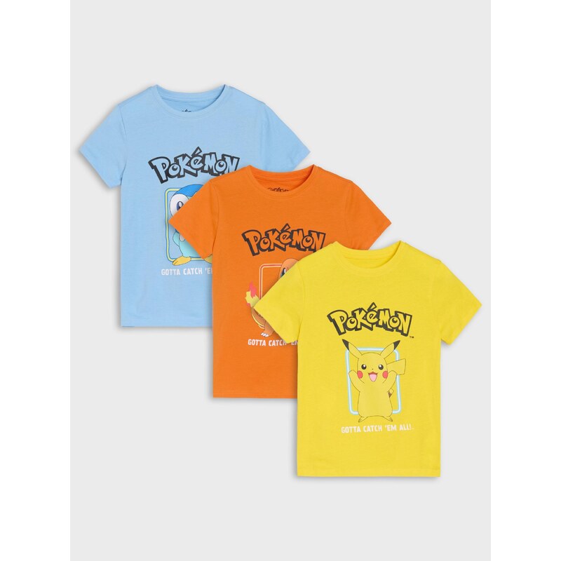 Sinsay - Bavlněná trička s potiskem Pokémon 3 pack - vícebarevná