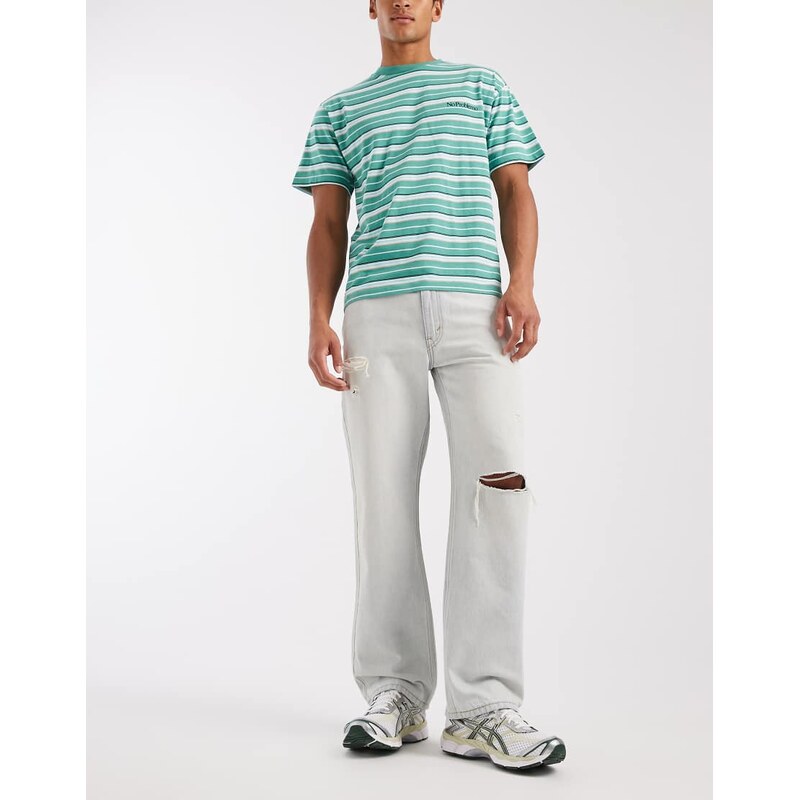 Levi's 565 loose straight jeans with rips in bleach wash-Blue