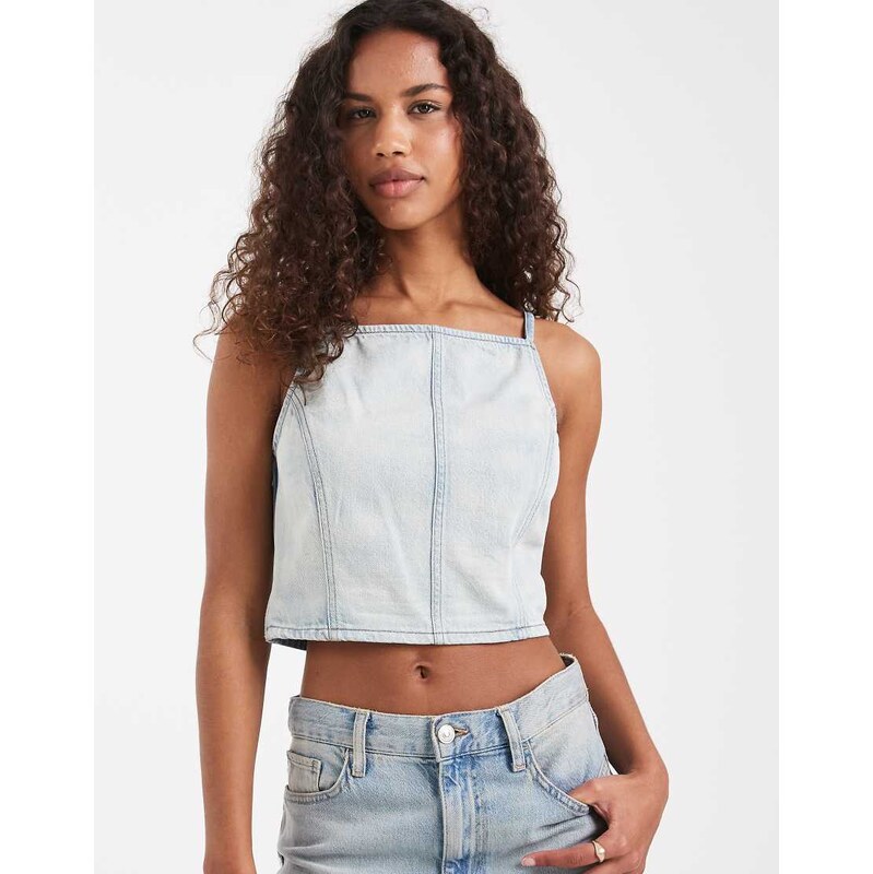 Levi's square neck denim top in blue