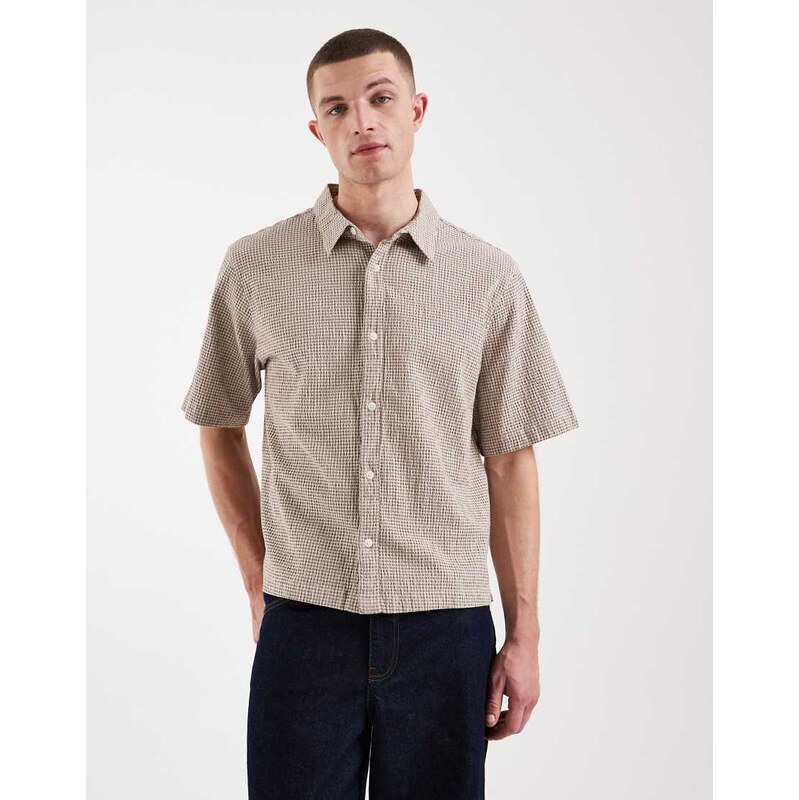 Levis Lama short sleeve boxy shirt in brown check