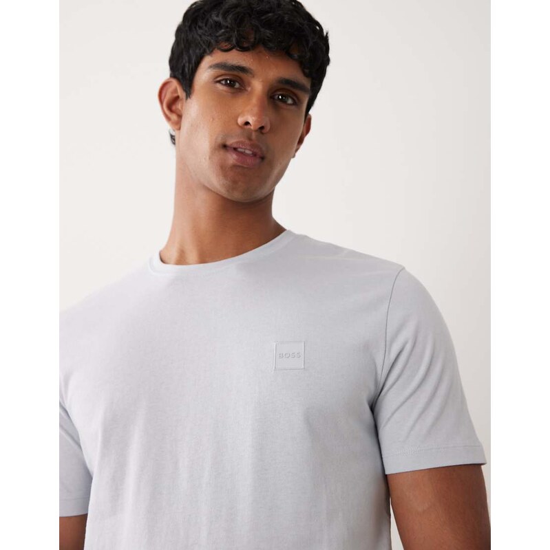 BOSS Orange tales box logo t-shirt in light grey