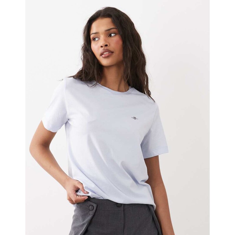 GANT small shield logo fitted t-shirt in lilac-Navy 115379782