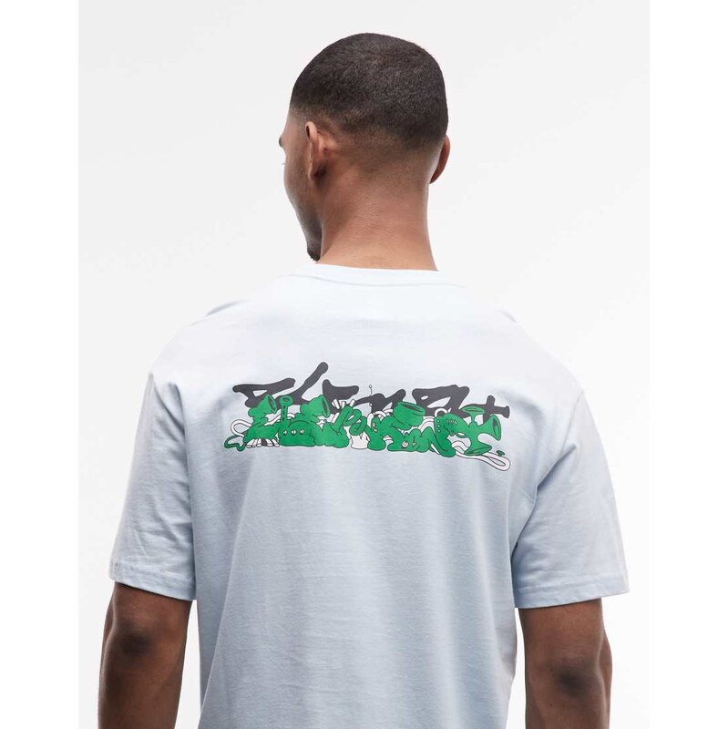 Element back print graphic t-shirt in light blue-Red