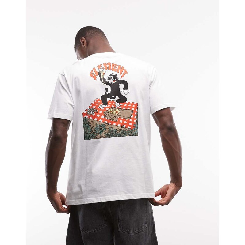 Element back print pizza cat print t-shirt-Blue