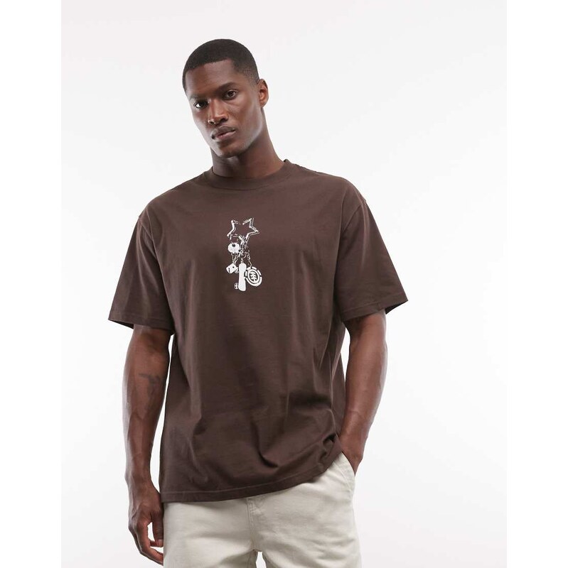 Element keychain chest graphic t-shirt in brown-Blue