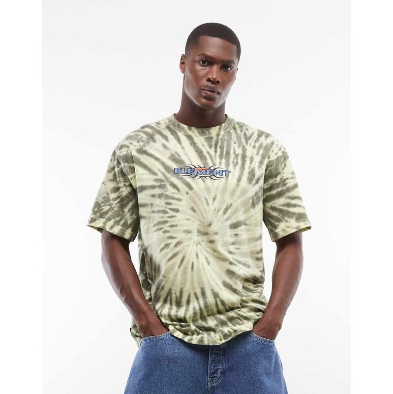 Element tiedye swirl t-shirt in green and yellow