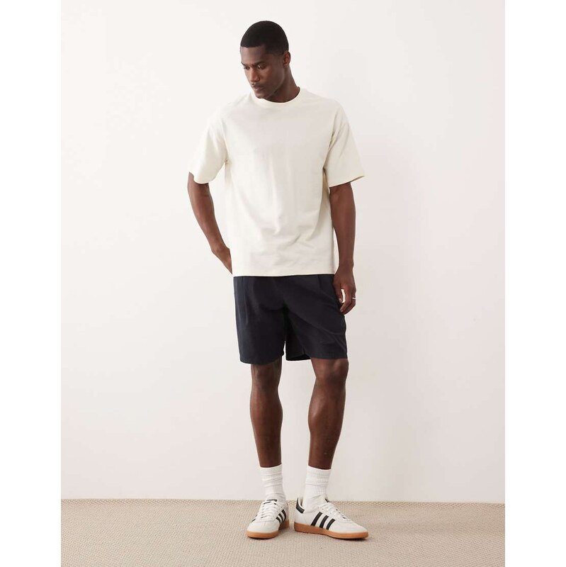 New Look textured oversized t-shirt in cream-White