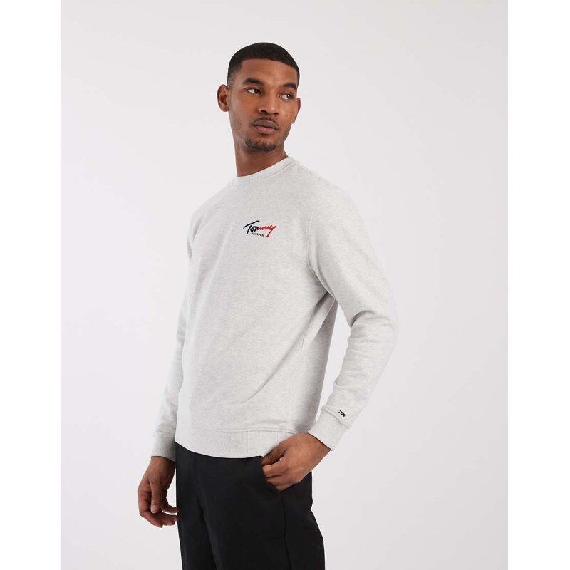 Tommy Jeans sign logo sweatshirt in light grey