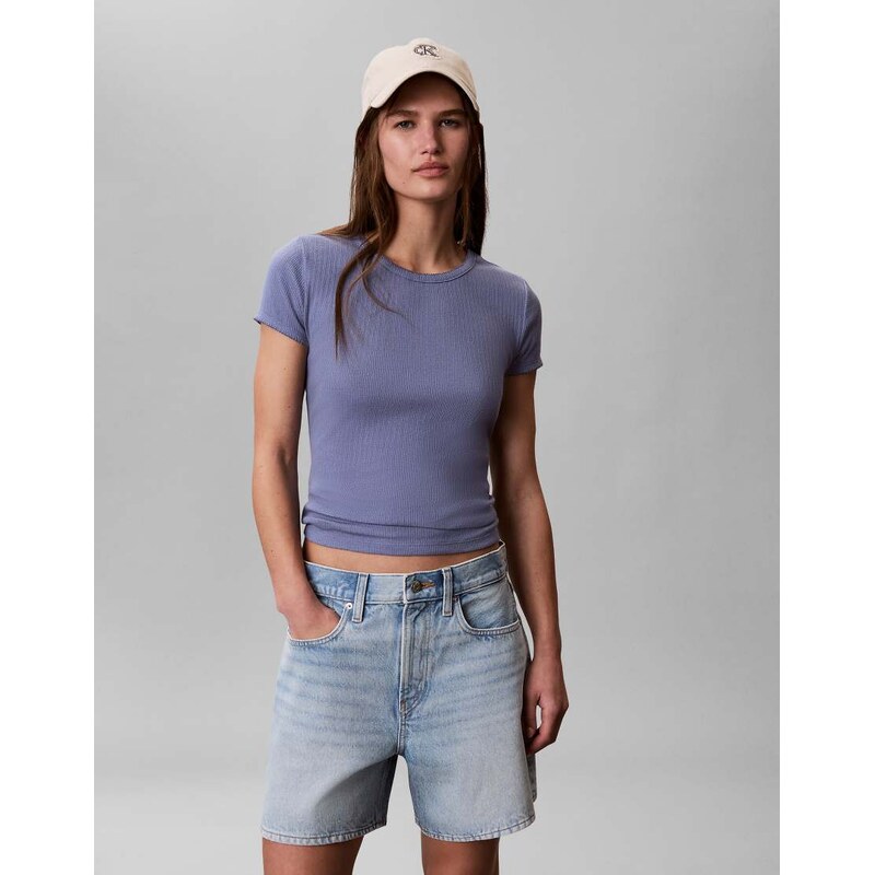 Calvin Klein Jeans high rise A-line jorts in light blue wash