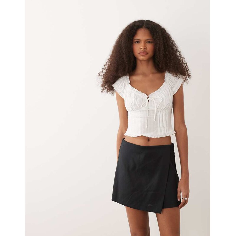 Mango linen mix mini skort in grey