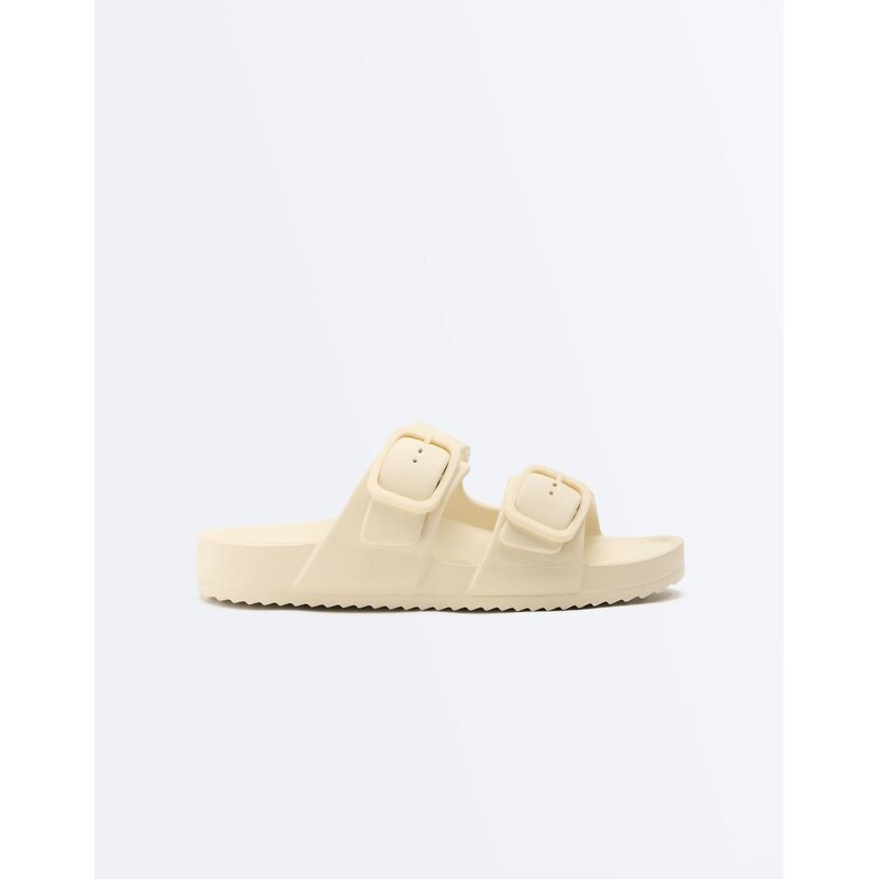 OYSHO Beachwear buckle sandal in ecru-Neutral 115379914