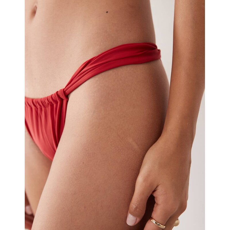 Mango twist side bikini bottoms in red 115388807