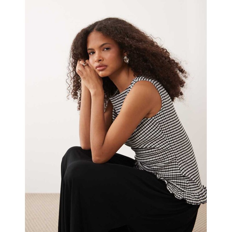 ASOS DESIGN sleeveless with dropped waist maxi dress in gingham
