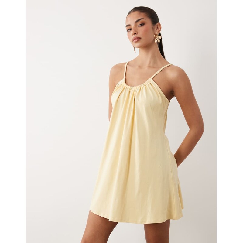 ASOS DESIGN low scoop back mini cami dress buttermilk yellow