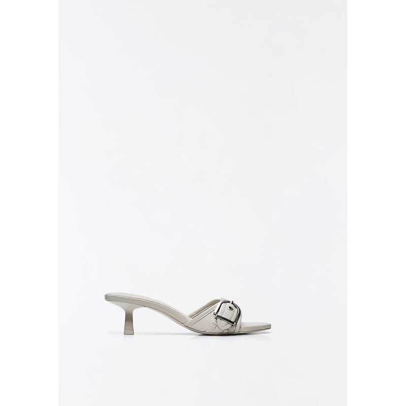 Bershka Heeled mules with buckle in white