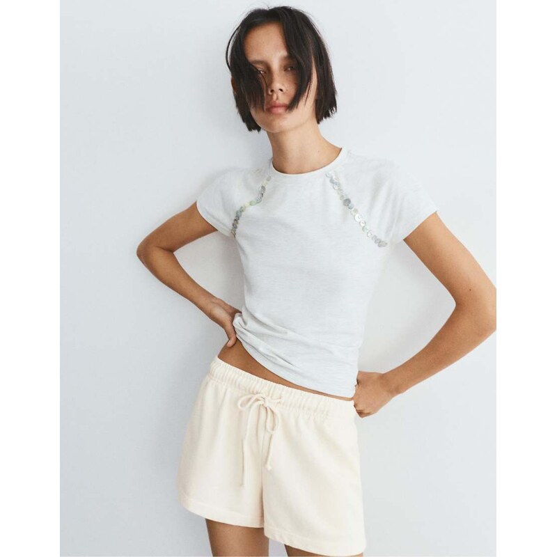 Pull&Bear Sports shorts with elastic waist in beige-Neutral 115380021