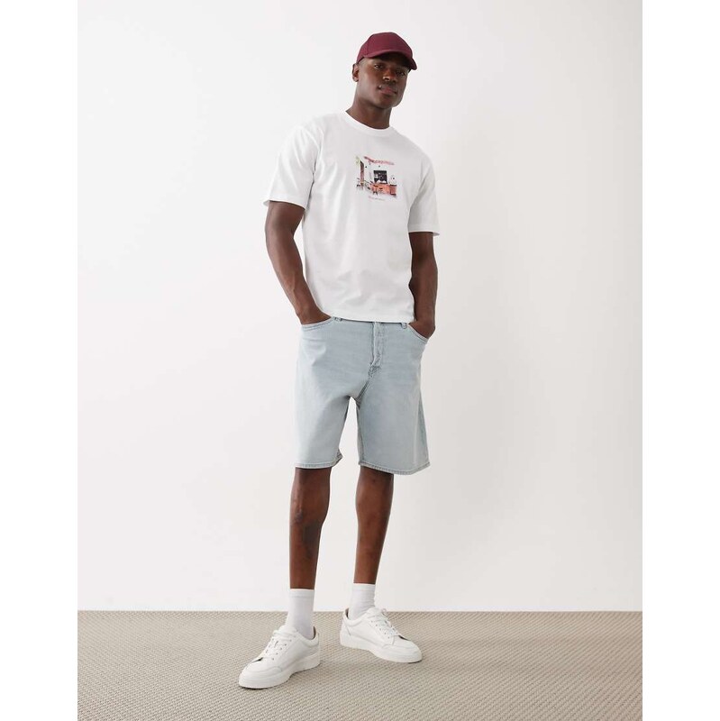 Jack & Jones Tony loose denim shorts in light blue