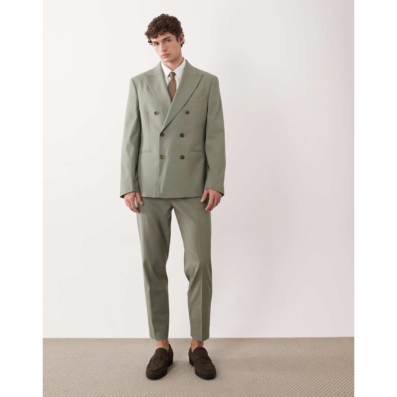 ASOS DESIGN tapered suit trousers in green