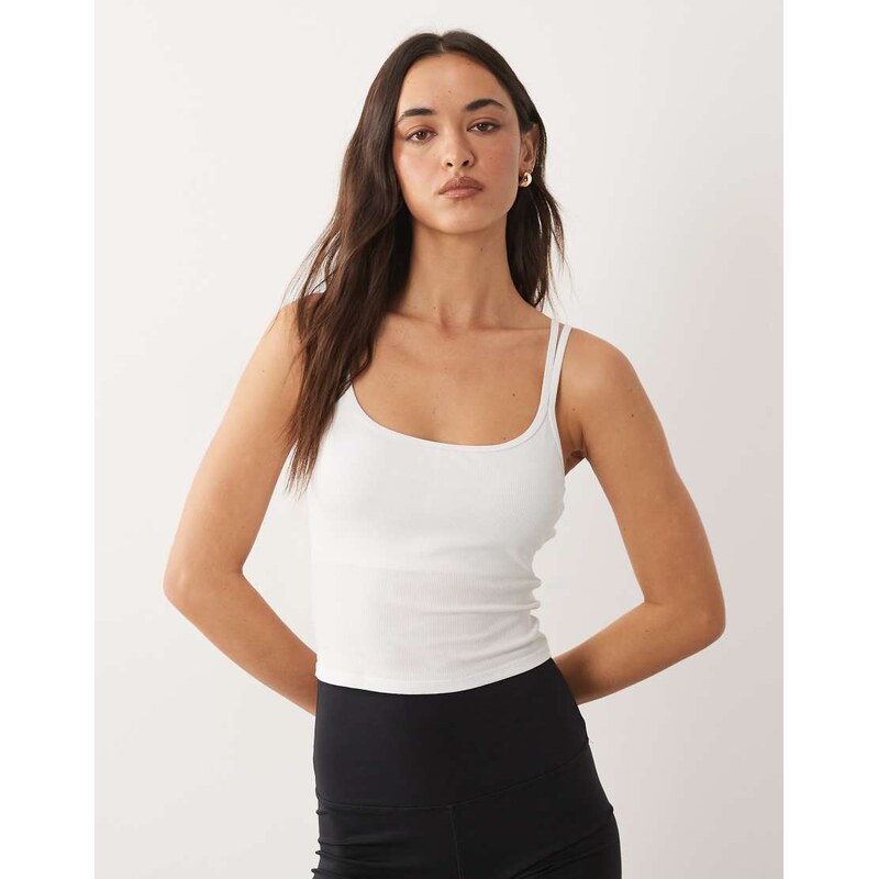 4505 plush lightweight rib cami with inner bra in white