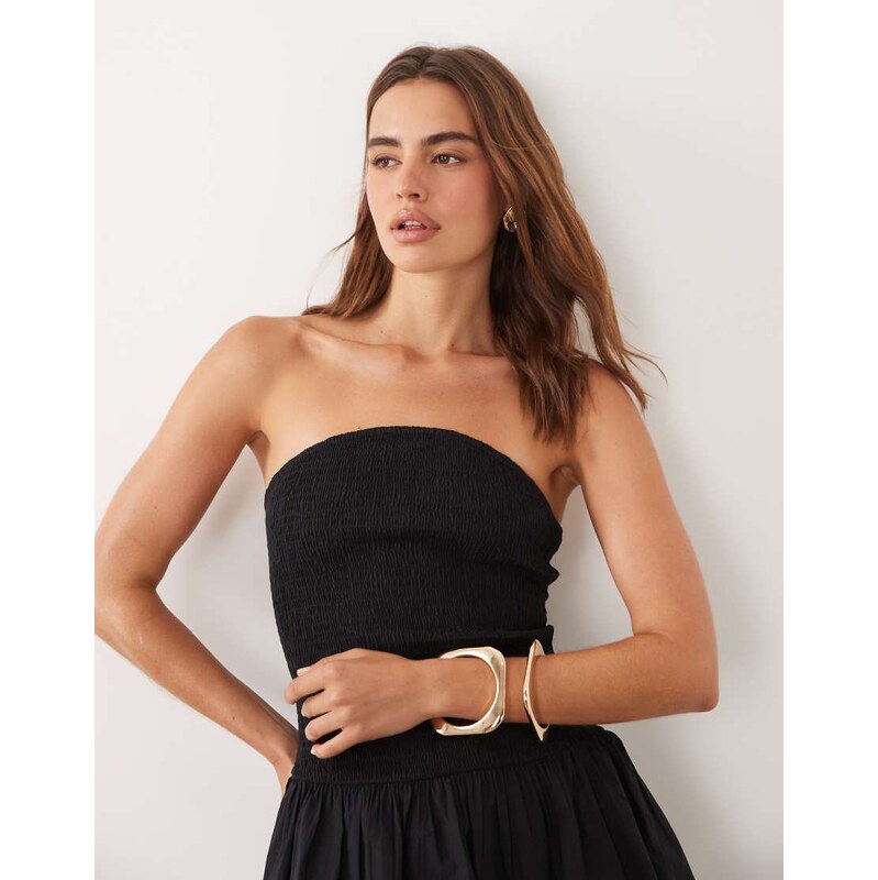 Cotton On shirred bandeau mini dress in black