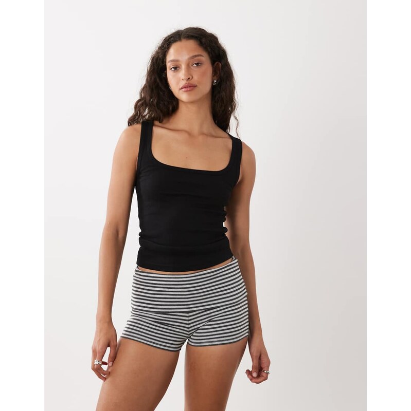 Cotton On hallie foldover micro short in grey stripe-Multi 115382721