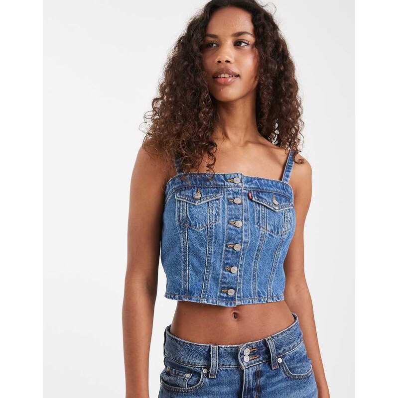 Levis denim corset with front pockets in mid blue 115382638