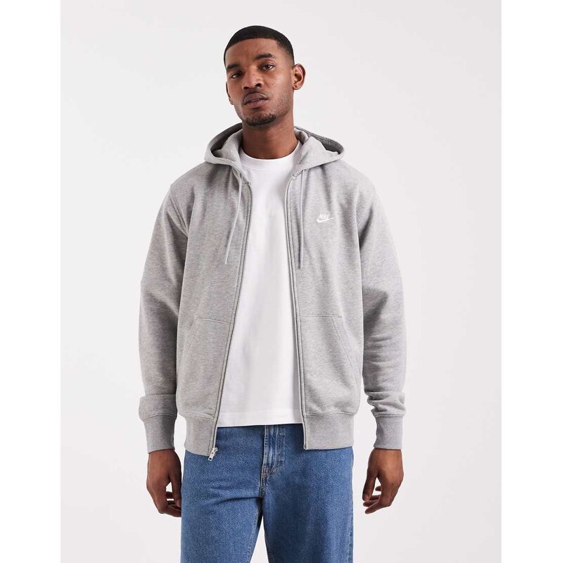 Nike Club French Terry full zip hoodie in grey