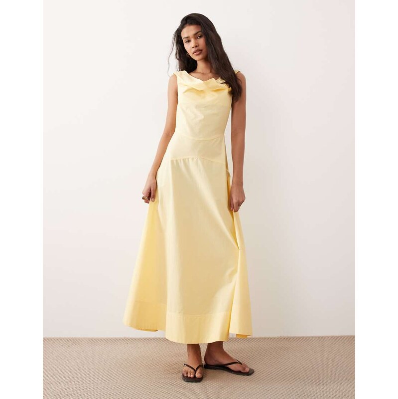 ASOS DESIGN heavy poplin maxi dress with draped neckline in