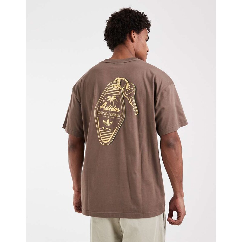 adidas Originals Hotel Key graphic t-shirt in brown and orange