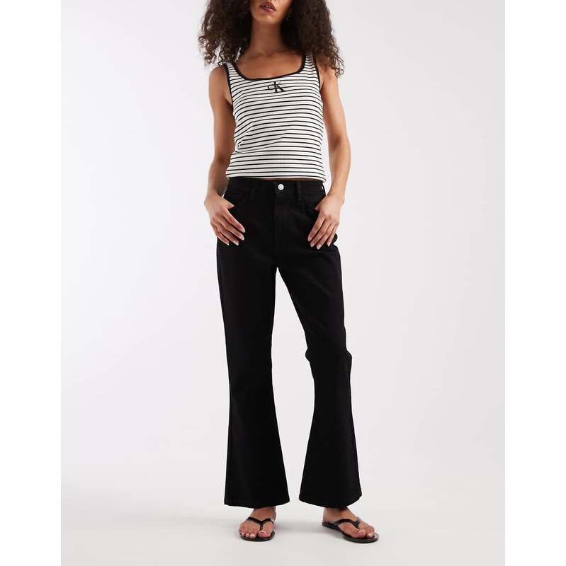 ASOS DESIGN crop kick flare jean in black