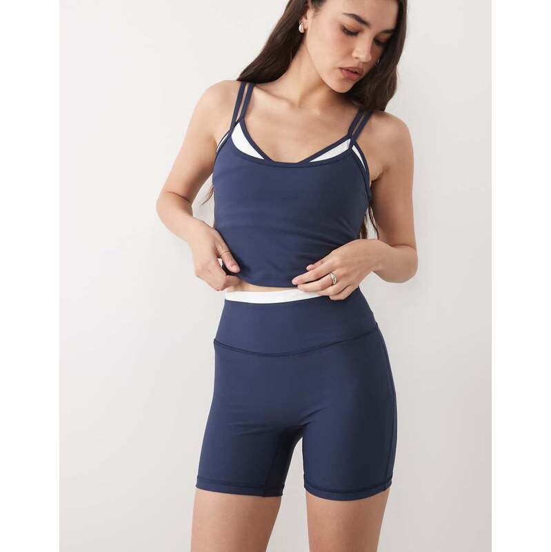 Abercrombie & Fitch YPB sculpting workout shorts co-ord in navy