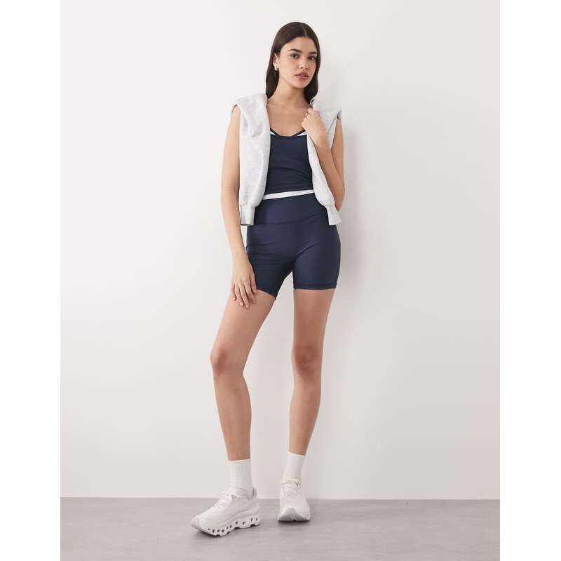 Abercrombie & Fitch YPB sculpting workout shorts co-ord in navy