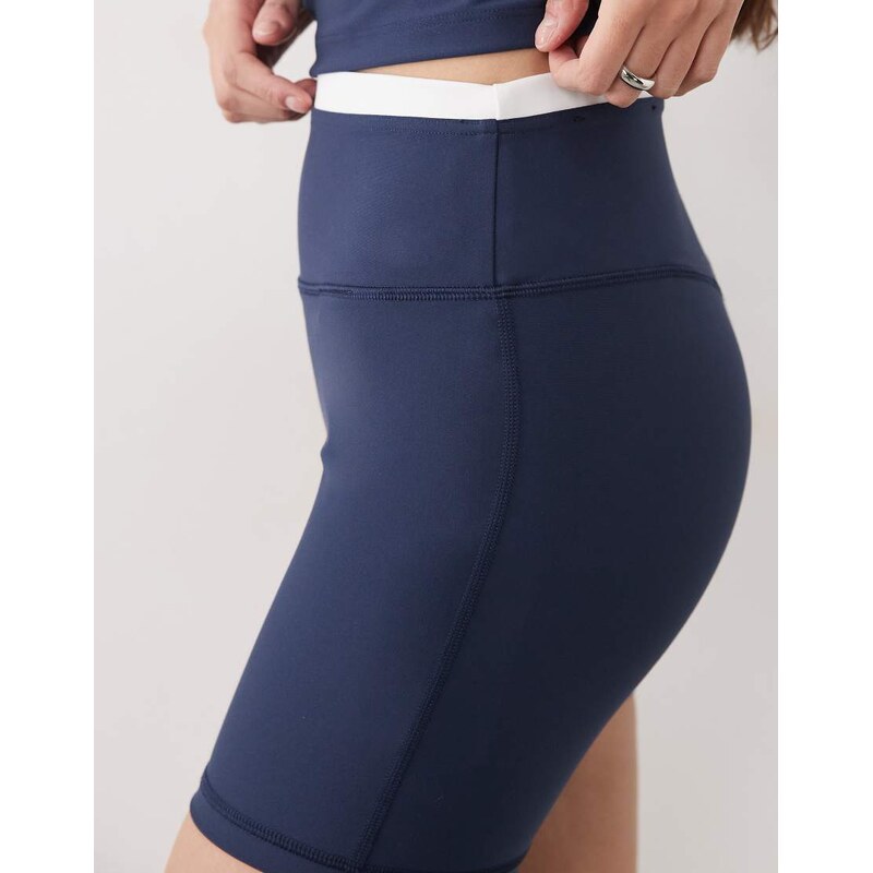 Abercrombie & Fitch YPB sculpting workout shorts co-ord in navy