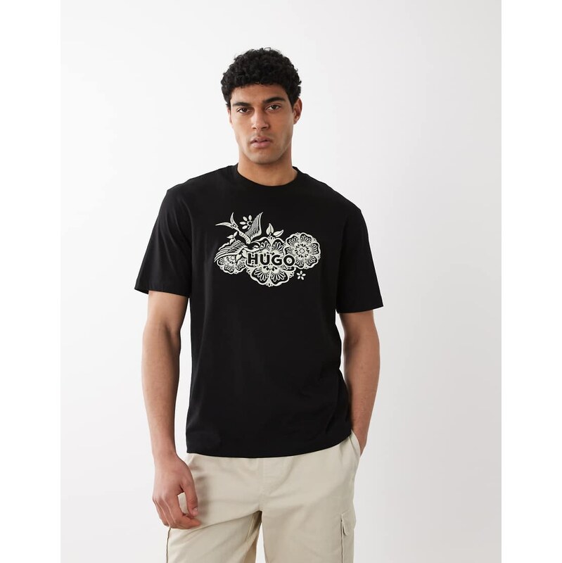 HUGO Red graphic printed t-shirt in black