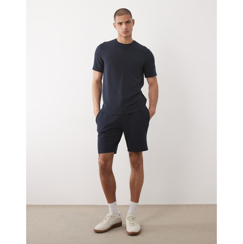 Boss Bodywear Rib co-ord lounge shorts in navy-Blue