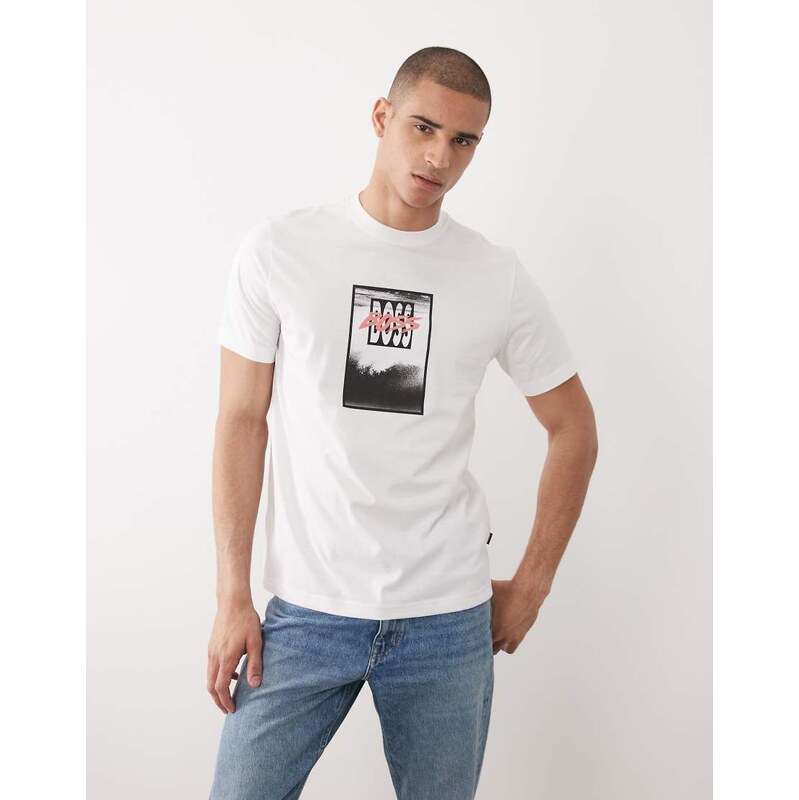 BOSS Orange Hugo Boss relaxed fit graphic short sleeve in white