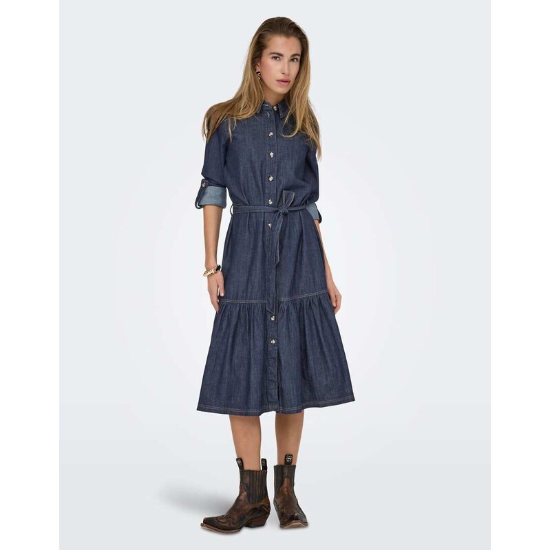 ONLY Denim dress in dark blue denim