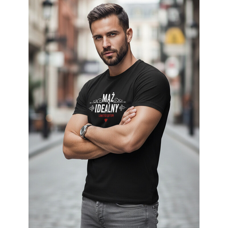 Tshirt męski z nadrukiem czarny model 22136443 - FashionStreet
