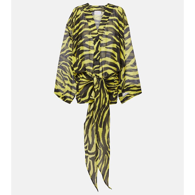 The Attico Animal-print cotton muslin minidress