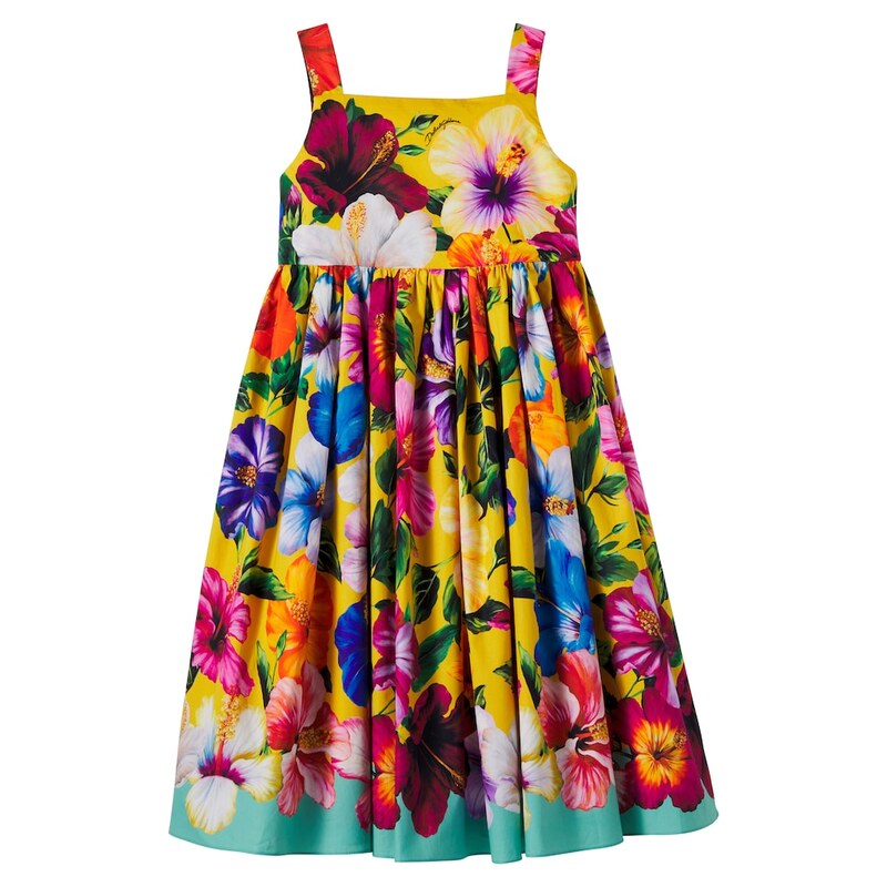 Dolce&Gabbana Kids Floral pleated cotton dress