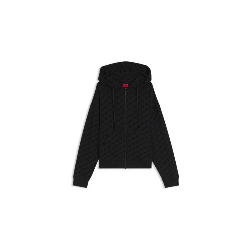 HUGO Relaxed-fit hooded jacket with flocked-logo print 115386310