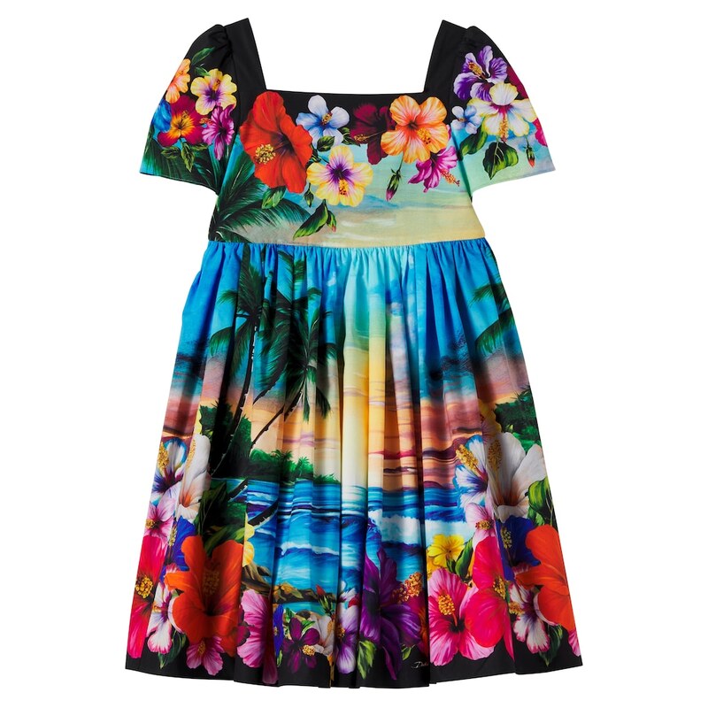 Dolce&Gabbana Kids Pleated printed cotton dress